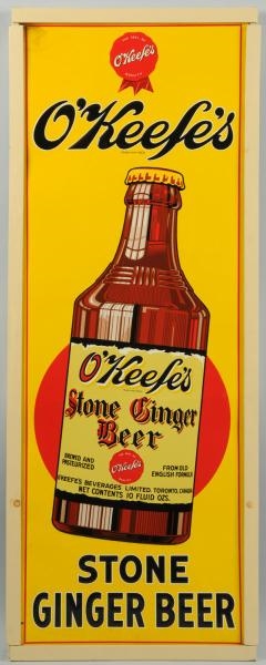 1940S-50S EMBOSSED TIN OKEEFES BEER SIGN.       