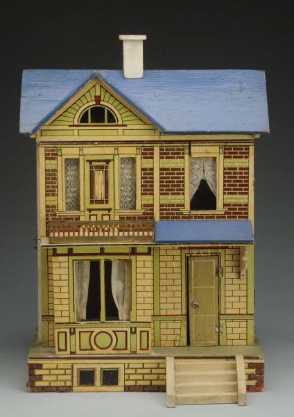 ANTIQUE BLUE ROOF DOLL HOUSE.                     