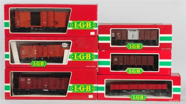 LOT OF 7: LGB TRAIN CARS IN BOXES.                