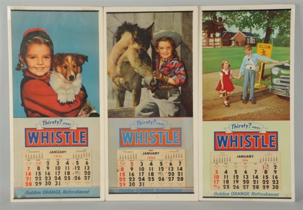 LOT OF 3: 1950S WHISTLE CALENDARS.                