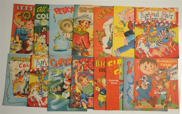 LOT OF 13: ABBOT PUBLISHING COLORING BOOKS.       