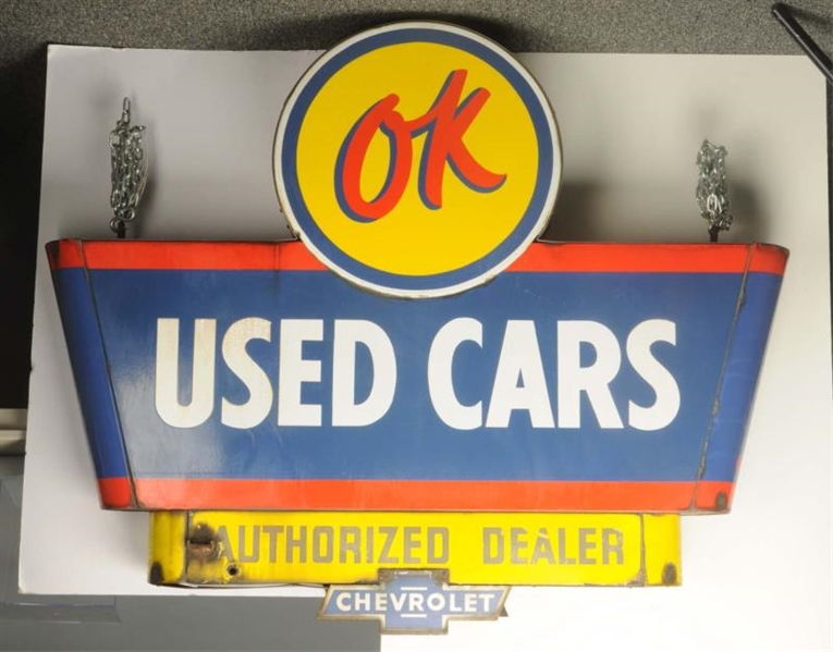 OK USED CARS ADVERTISING SIGN.                    