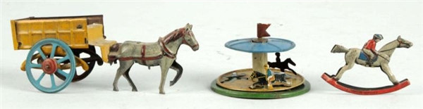 LOT OF 3: HORSE THEMED PENNY TOYS.                