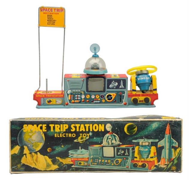 TIN LITHO BATTERY OP. SPACE TRIP STATION.         