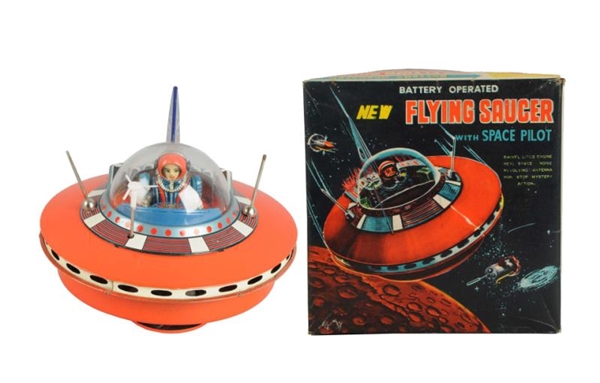 JAPANESE BATTERY OP. FLYING SAUCER TOY.           