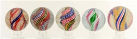 LOT OF 5: SWIRL MARBLES.                          
