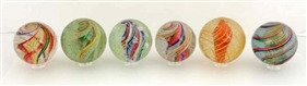 LOT OF 6: LARGE SWIRL MARBLES.                    