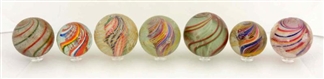 LOT OF 7: LARGE SWIRL MARBLES.                    