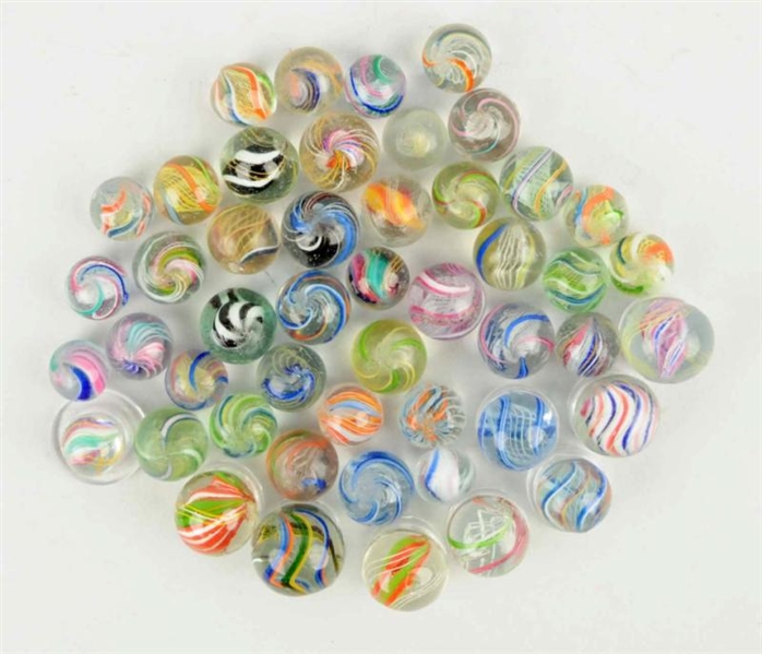 LOT OF 46: SWIRL MARBLES.                         