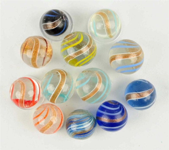 LOT OF 12: SMALL LUTZ MARBLES.                    
