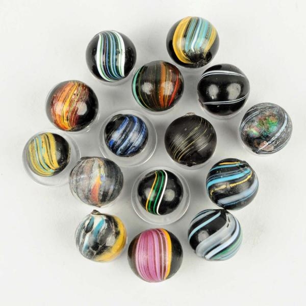 LOT OF 15: INDIAN SWIRL MARBLES.                  
