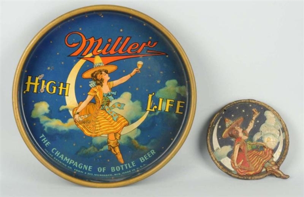 MILLER BEER TRAY & SMALL EMBOSSED PLAQUE.         
