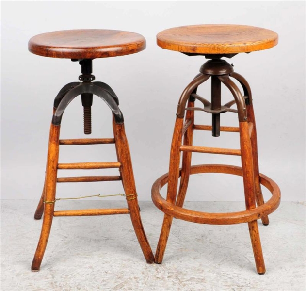 PAIR OF  ADJUSTABLE BAR HEIGHT COUNTER STOOLS.    