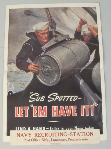 WWII "SUB SPOTTED" POSTER.                        