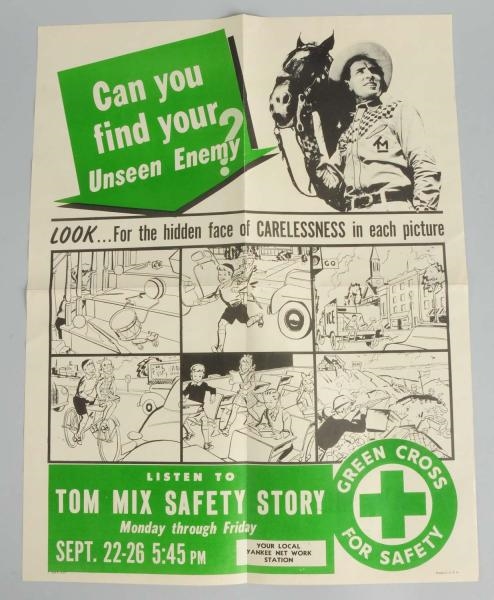 1947 TOM MIX- GREEN CROSS ADVERTISING POSTER.     