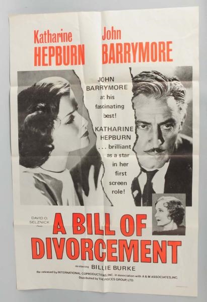 KATHARINE HEPBURN ONE SHEET MOVIE POSTER.         