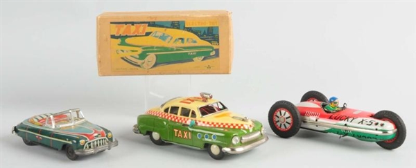 LOT OF 3: JAPANESE TIN LITHO CARS TOY AUTOS.      