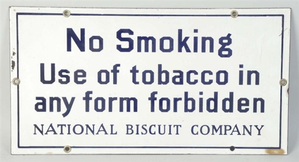 NO SMOKING PORCELAIN SIGN.                        