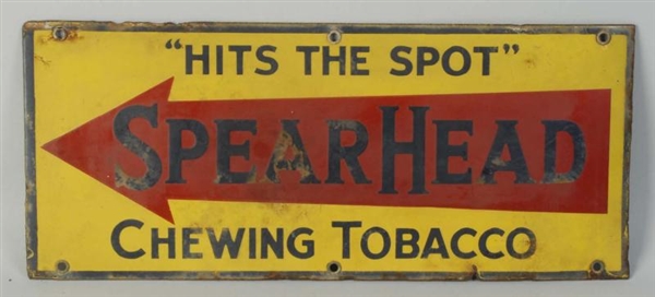 SPEAR HEAD TOBACCO PORCELAIN SIGN.                