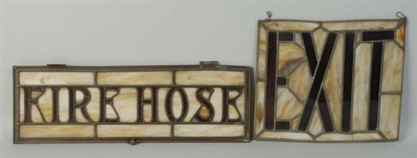 LOT OF 2: SMALL STAINED GLASS SIGNS.              