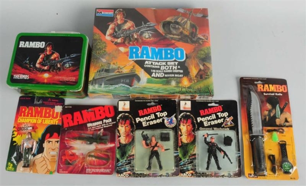 LOT OF 7: RAMBO MISC. ACTION FIGURES &  ITEMS.    