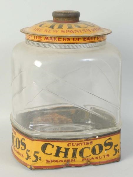 GLASS CHICOS SPANISH PEANUTS JAR.                 