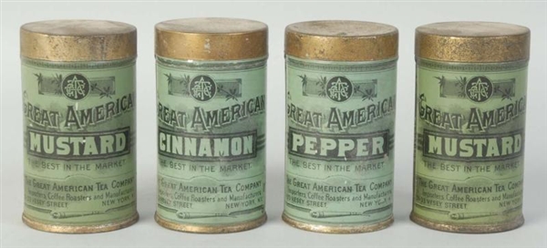 LOT OF 4: GREAT AMERICAN SPICE TINS.              