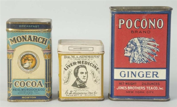 LOT OF 3: SMALL ASSORTED TINS.                    