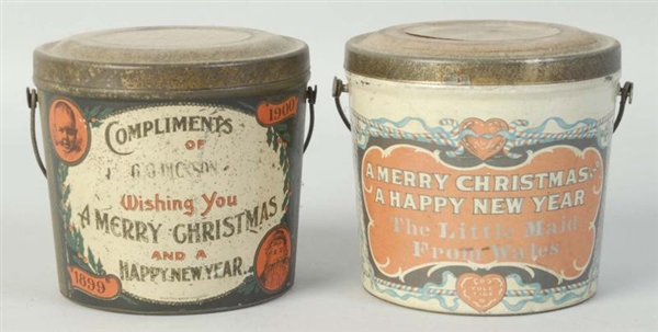 LOT OF 2: CHRISTMAS CANDY PAILS.                  