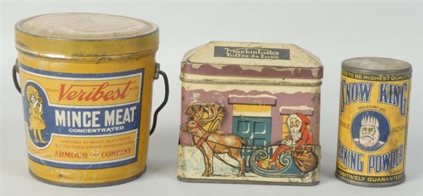 LOT OF 3: PRODUCT TINS.                           