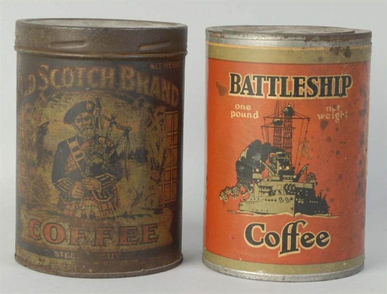 2 ADVERTISING COFFEE TINS.                        