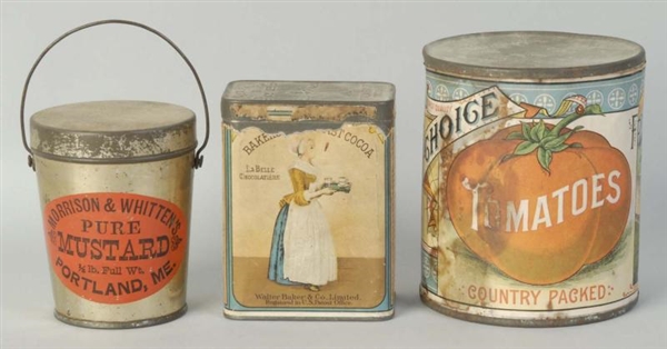 3 PRODUCT TINS.                                   