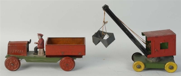 LOT OF 2: AMERICAN MADE TIN PUSH TOY VEHICLES.    