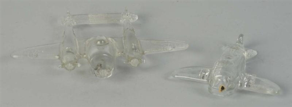 LOT OF 2: AIRPLANE GLASS CANDY CONTAINER.         
