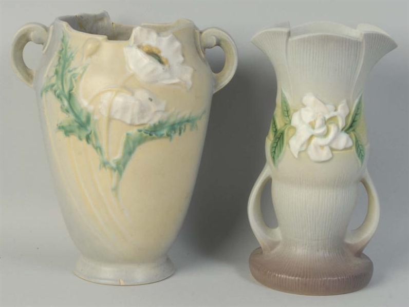 LOT OF 2: GARDENIA ROSEVILLE POTTERY PIECES.      