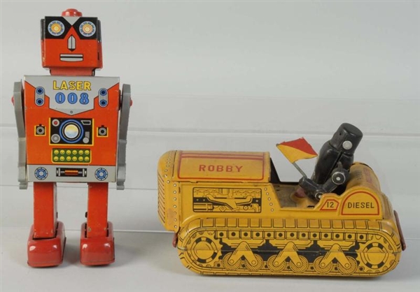 LOT OF 2: JAPANESE TIN LITHO FRICTION SPACE TOYS. 