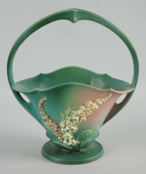 ROSEVILLE POTTERY LILIES OF THE VALLEY BASKET.    