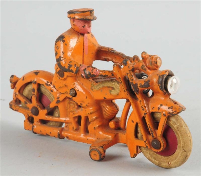 CAST IRON HUBLEY CIVILIAN MOTORCYCLE TOY.         