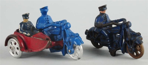 LOT OF 2: CAST IRON CHAMPION POLICE MOTORCYCLES.  