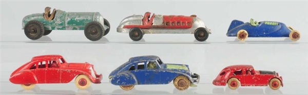 LOT OF 6: WHITE METAL & DIECAST AUTOMOBILE TOYS.  