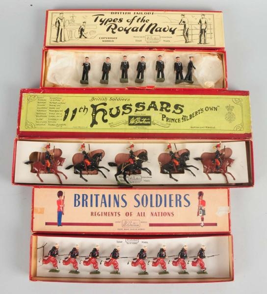 LOT OF 3: BOXED BRITAINS LEAD SOLDIER SETS.       