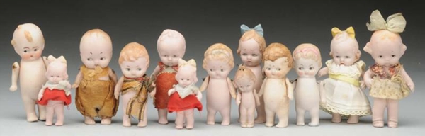 LOT OF 13: ALL BISQUE DOLLS.                      