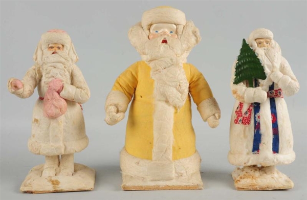 LOT OF 3: RUSSIAN COTTON SANTAS.                  