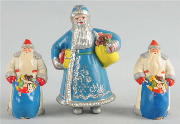 LOT OF 3: RUSSIAN PAPER MACHE SANTA.              