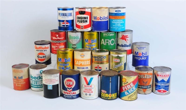 LOT OF ASSORTED OIL CANS.                         