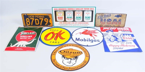 LOT OF ASSORTED PORCELAIN AUTOMOTIVE ADVERTISING. 
