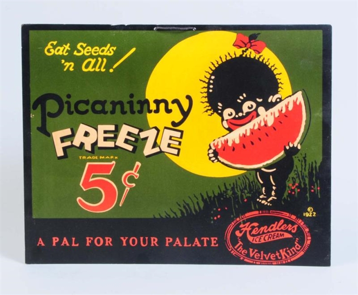 CARDBOARD PICANINNY FREEZE 5¢ SIGN.               