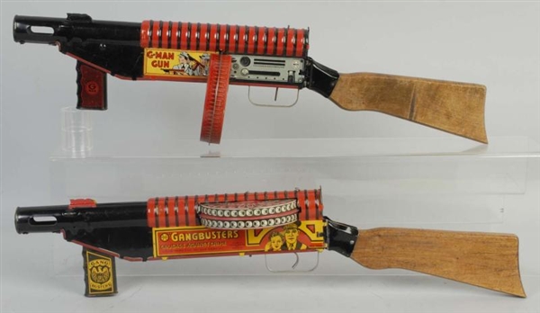 LOT OF 2: MARX TIN LITHO WIND-UP MACHINE GUNS.    