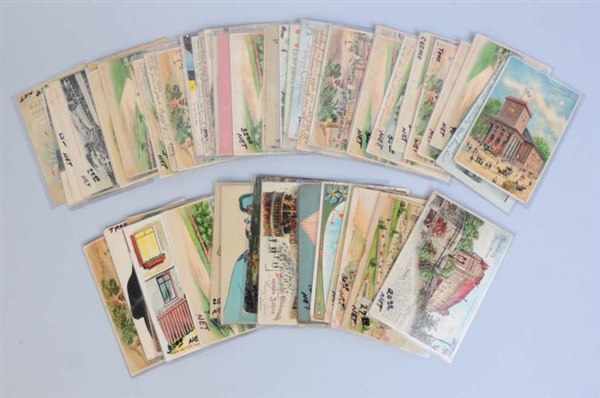 LOT OF 50+ HOLD TO LIGHT POSTCARDS.               