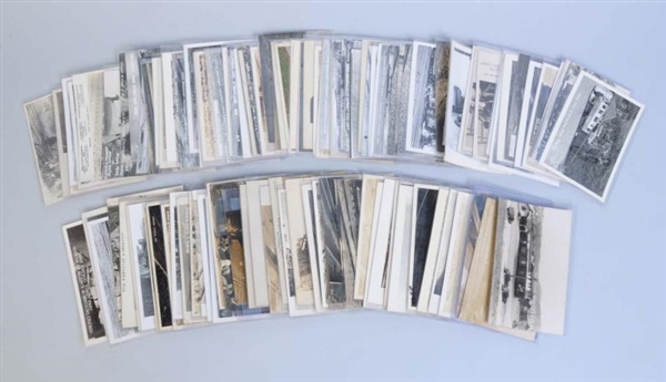 LOT OF 100+ REAL PHOTO POSTCARDS WITH TRAINS.     
